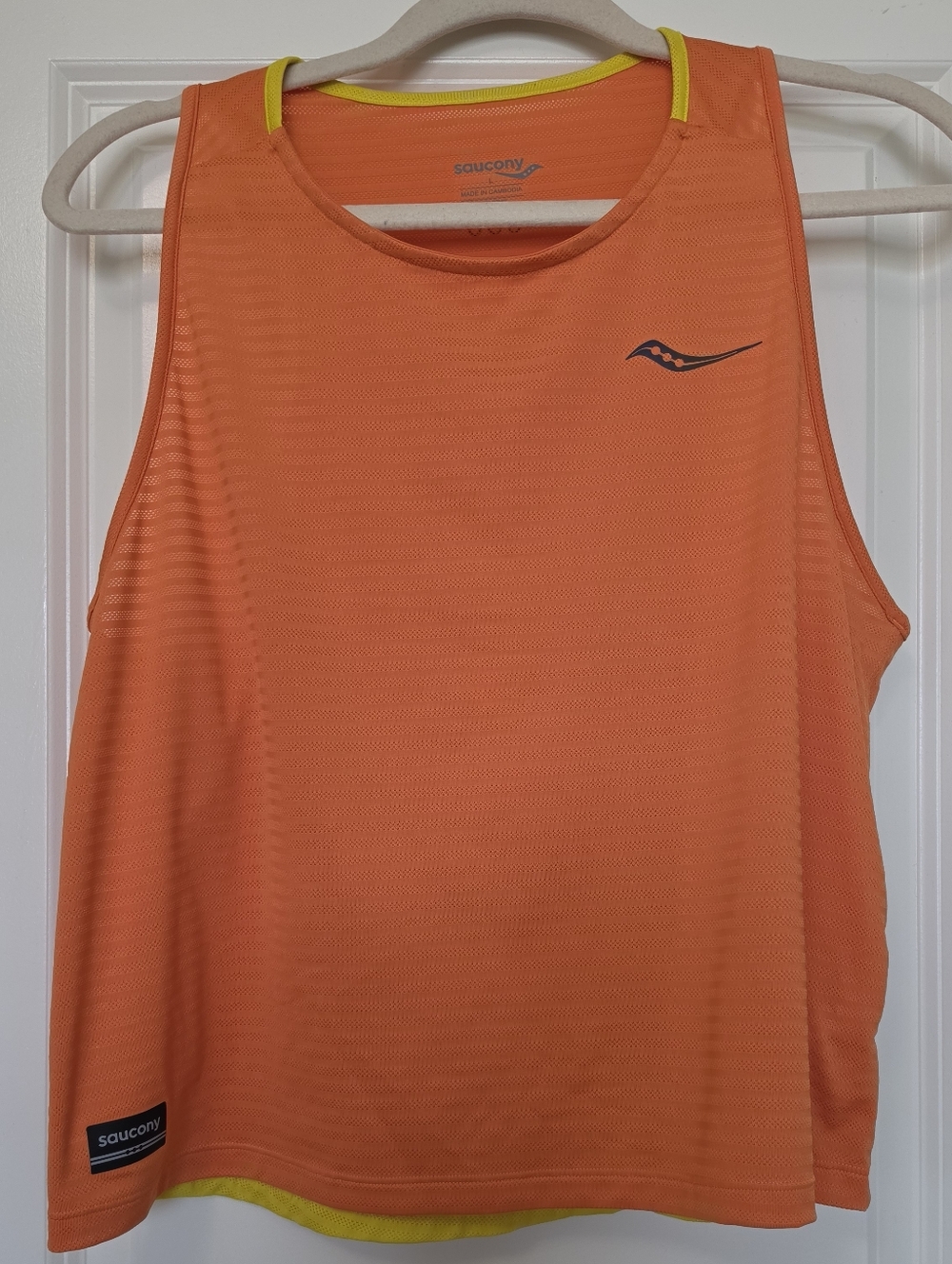 SAUCONY HIGH-VIS PERFORMANCE RUNNING TANK ORANGE GORPCORE TRAIL ACTIVEWEAR
